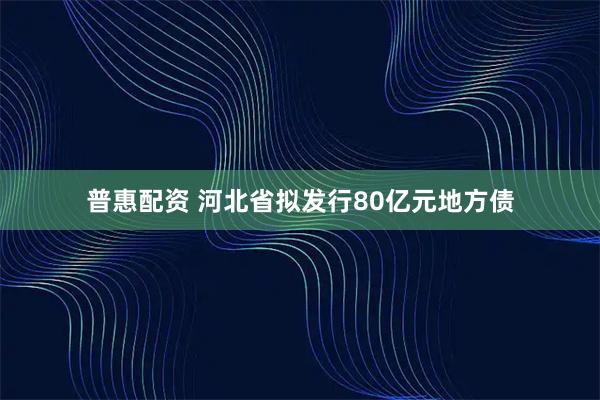 普惠配资 河北省拟发行80亿元地方债